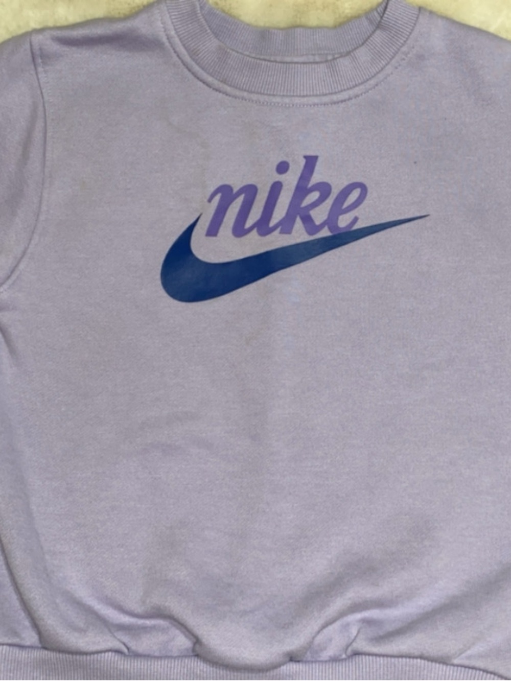 Nike Kids Lavender Sweatshirt with Navy Swoosh